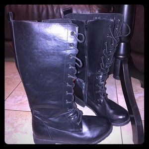 Tall black combat boots!!